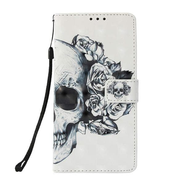 Plånboksfodral Samsung Galaxy S10 – Döskalle / Rosor