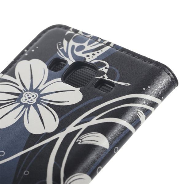 Plånboksfodral Samsung Galaxy J1 (2016) - Svart med Blommor