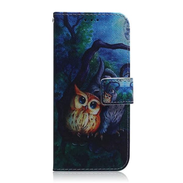 Lompakkokotelo iPhone 14 Plus - Pöllöt Kuunvalossa