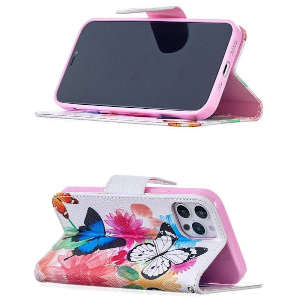 Lompakkokotelo iPhone 13 Pro Max - Värikkäitä Perhosia