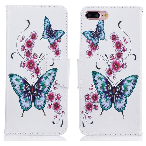Plånboksfodral iPhone 7 Plus – Fjärilar och Blommor