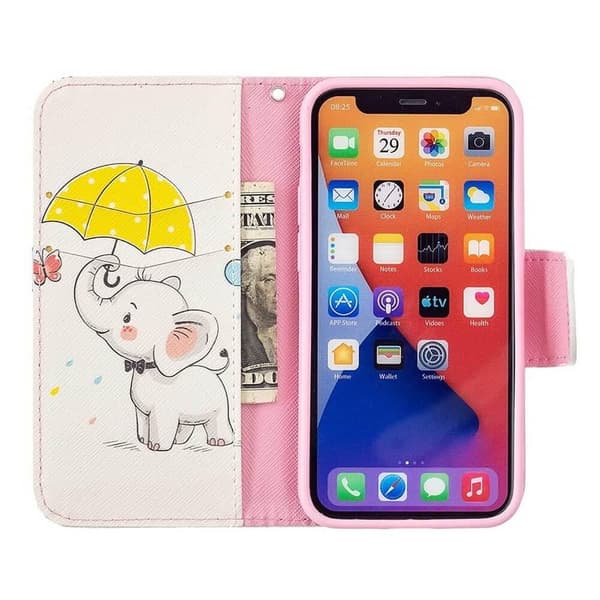 Plånboksfodral iPhone 14 Plus – Elefant med Paraply