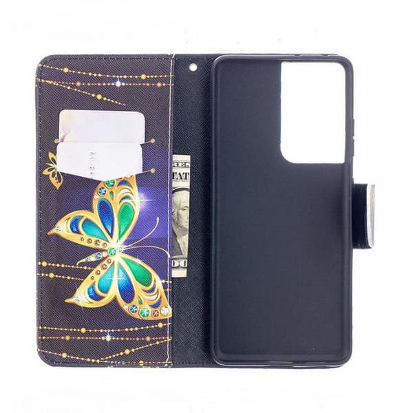 Plånboksfodral Samsung Galaxy S21 Ultra – Guldfjäril
