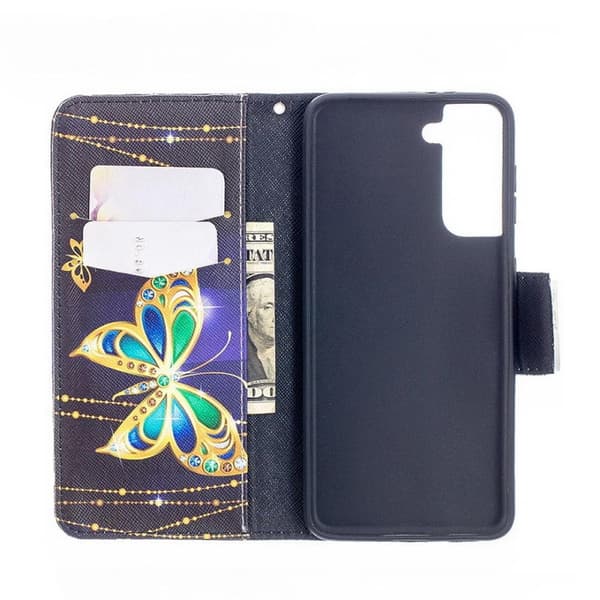 Lompakkokotelo Samsung Galaxy S22 Plus - Kultainen Perhonen