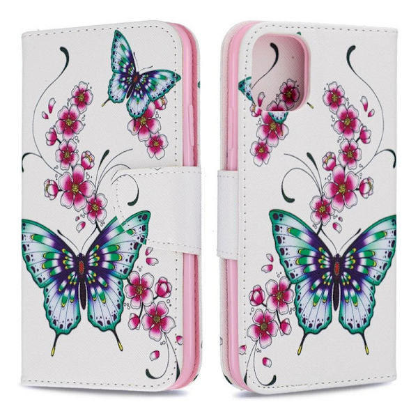Lompakkokotelo iPhone 13 Mini - Perhosia Ja Kukkia