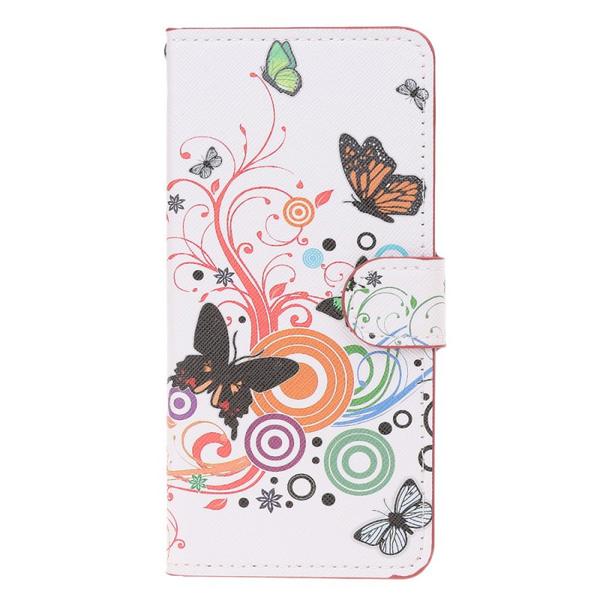 Plånboksfodral Samsung Galaxy A50 - Vit med Fjärilar