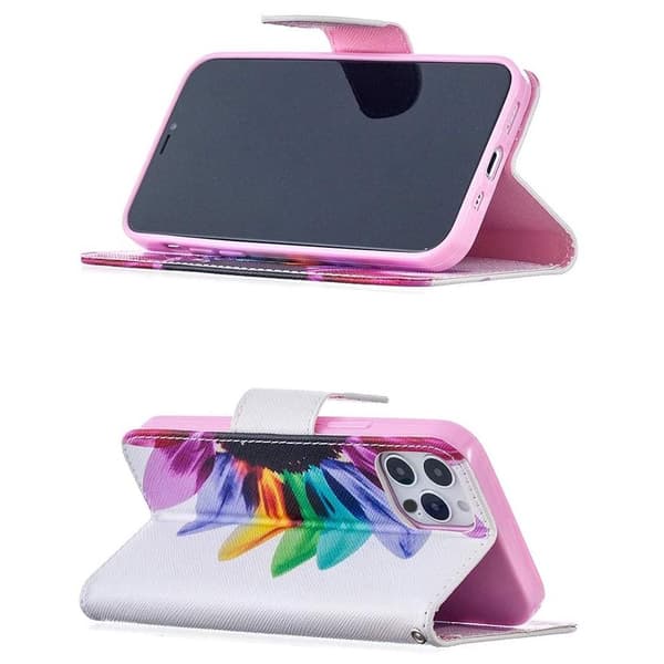 Lompakkokotelo iPhone 14 Pro - Värikäs Kukka