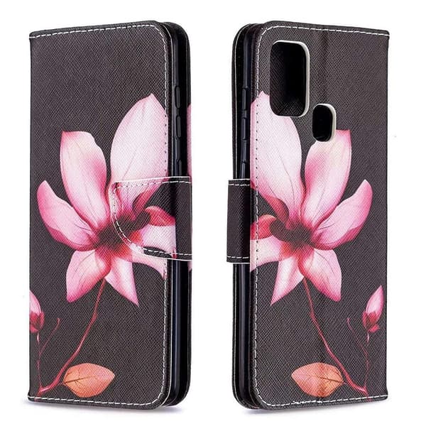 Lompakkokotelo Samsung Galaxy A21s - Vaaleanpunainen Kukka
