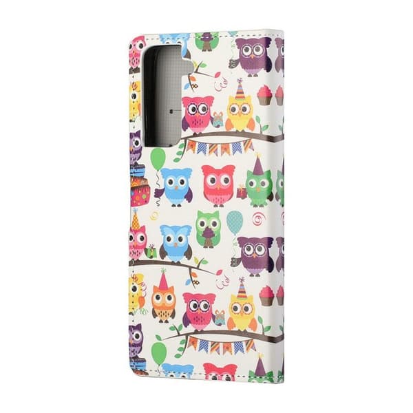 Lompakkokotelo Samsung Galaxy S22 Plus - Pöllöt Juhlissa