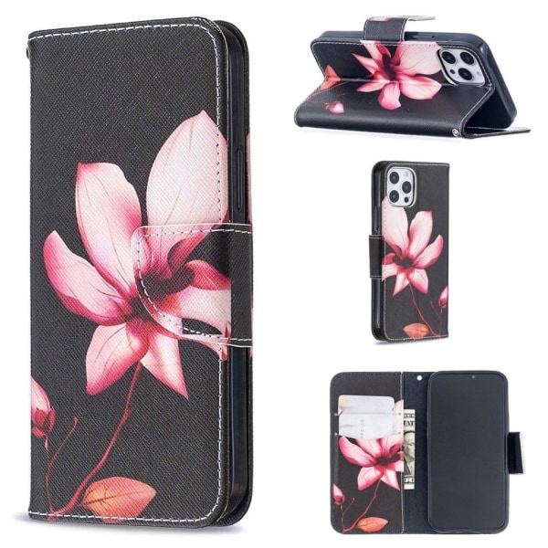 Lompakkokotelo iPhone 12 Pro Max - Vaaleanpunainen Kukka