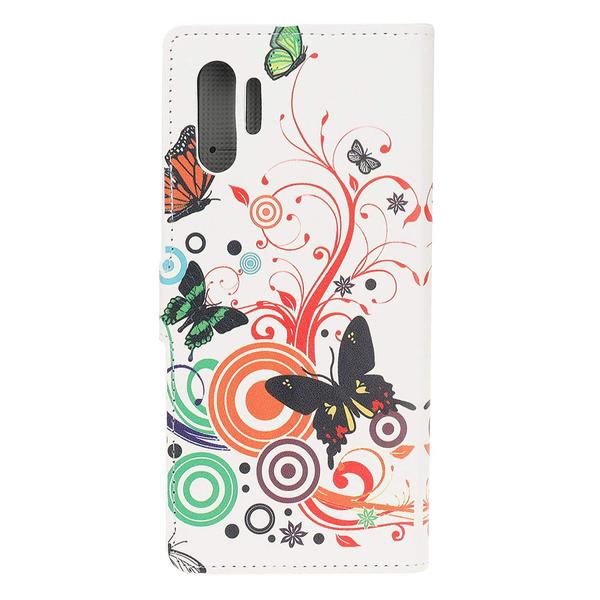 Plånboksfodral Samsung Galaxy Note 10 Plus - Vit med Fjärilar