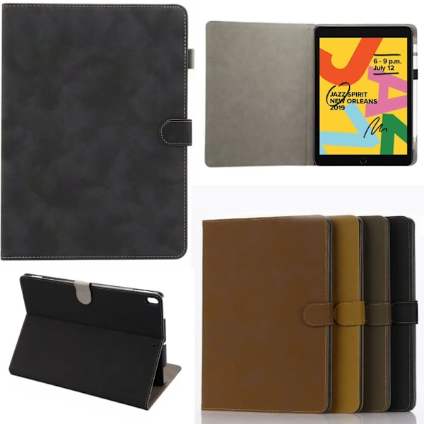 Plånboksfodral iPad 10,2" (2021) Rutmönster - 3 Färger Mörkbrun