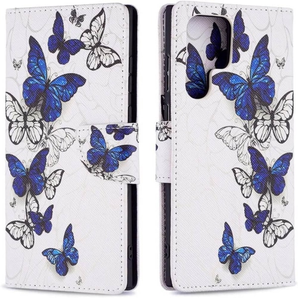 Plånboksfodral Samsung Galaxy S22 Ultra - Blåa och Vita Fjärilar