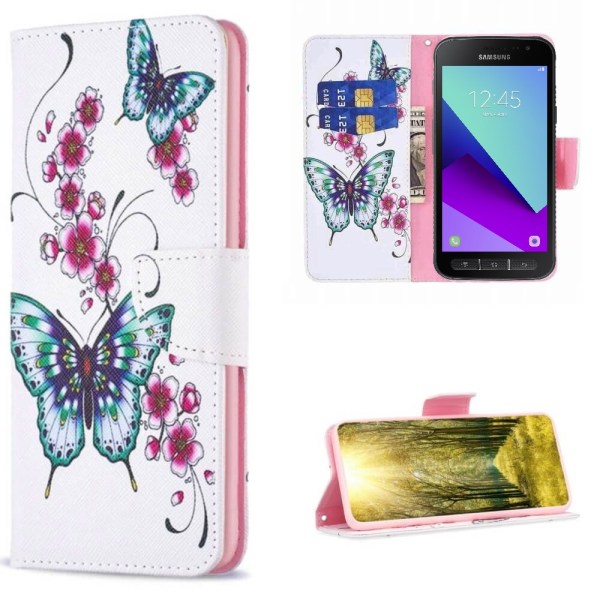 Plånboksfodral Samsung Xcover 4 – Fjärilar och Blommor