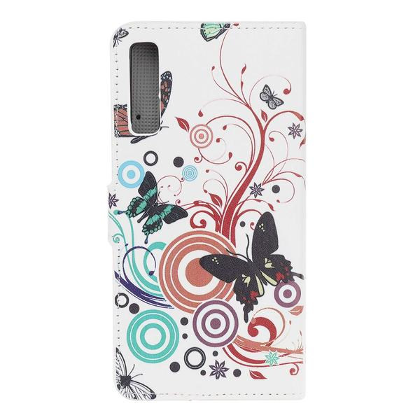 Plånboksfodral Samsung Galaxy A70 - Vit med Fjärilar