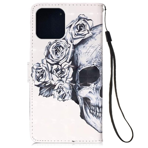 Plånboksfodral iPhone 15 Pro Max – Döskalle / Rosor