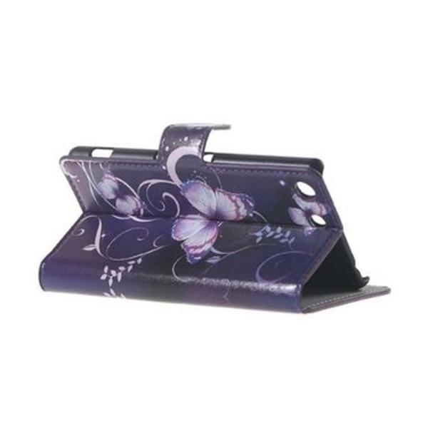 Plånboksfodral Sony Xperia M5 - Lila med Fjärilar