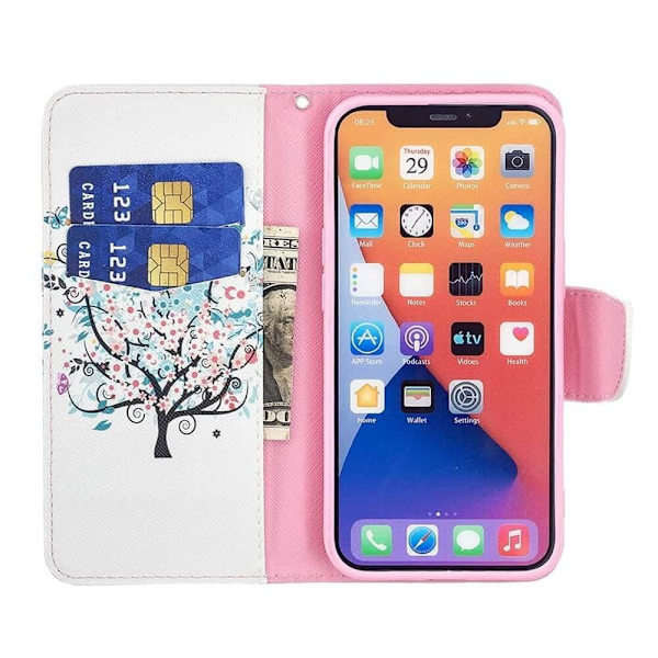 Lompakkokotelo iPhone 13 Mini - Värikäs Puu