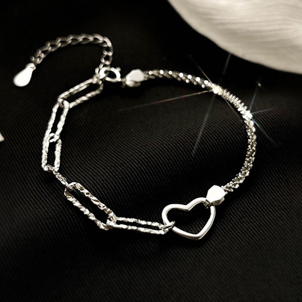 1 stk Hvitgullbelagt Uendelig Hjerte Armbånd Med Zirkonia