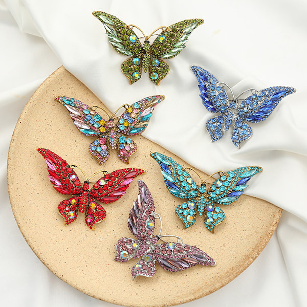 Rhinestone Fjärilsbrosch Blå Färg Fjärilsbroscher
