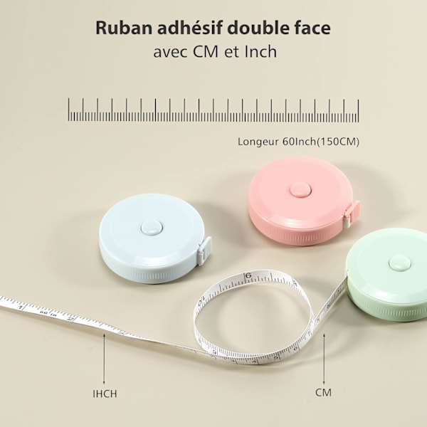 #3 stycken måttband, 1,5 m sömnadsmåttband, dubbelsidigt #