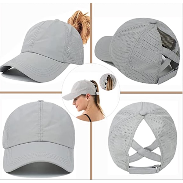 Ponytail Baseball Cap, Letvægts Justerbar Hurtigtørrende Åndbar
