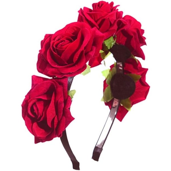 Bröllops Brudtärna Brud Blomma Ros Diadem för Barn a
