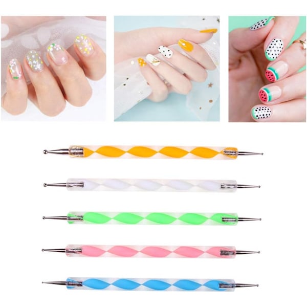 #Nagelkonstskulpturpenna Dubbelspets, 5 stycken Nagelkonst Rita Måla#