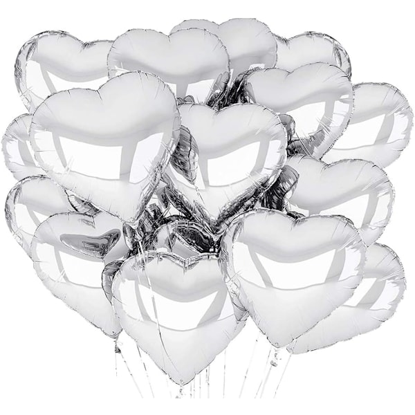 #Hjerteformede Balloner, 30 stk Sølv Hjerte Ballon, Hjerte Ballon#
