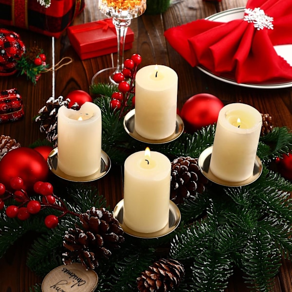 #8 Stykker 6 cm/ 2,4 tommer Metalplade Lysestager Adventskrans#