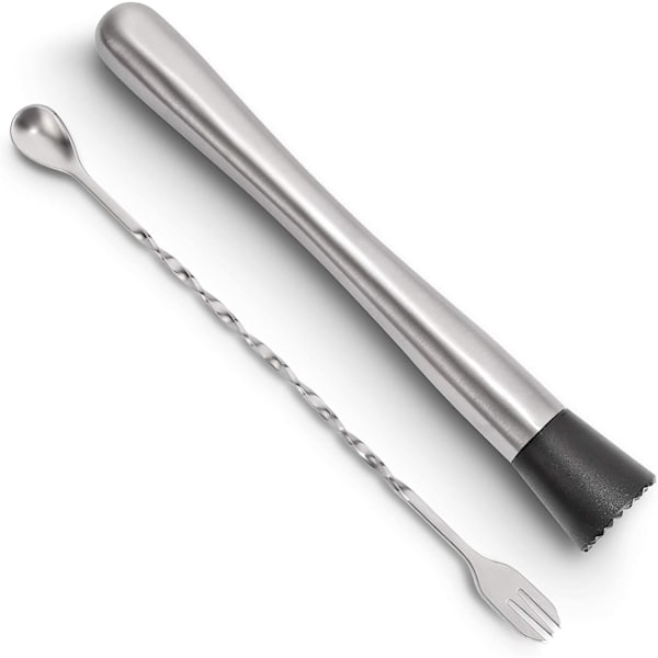 10 tommers cocktailmuddler og blandeskje i rustfritt stål, hjem B