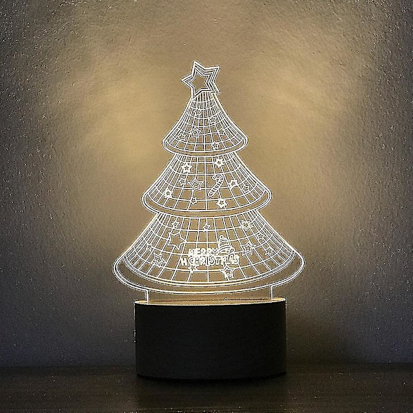 Træ 3D LED Natlampe Børneværelse Bordlampe