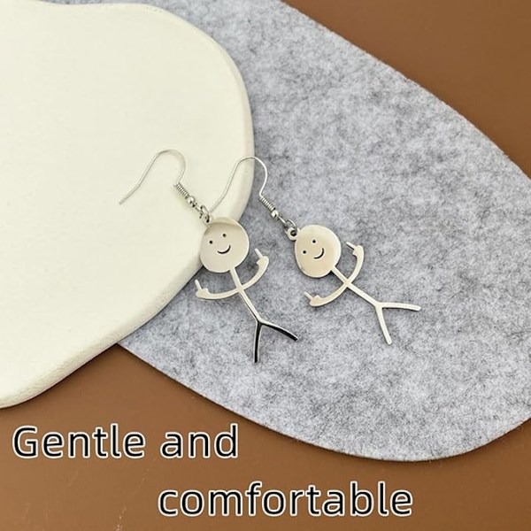 #2 Par Funny Graffiti Øreringe - Sølv Smiley Finger Stud Ea#