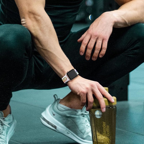 #Hvit/Farget sportsarmbånd kompatibelt med Apple Watch-reim#