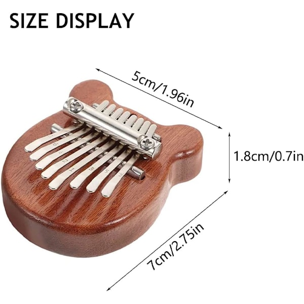 #1 Stykke (Træbjørn) 8-Tast Kalimba, Limba, Børneinstrument#