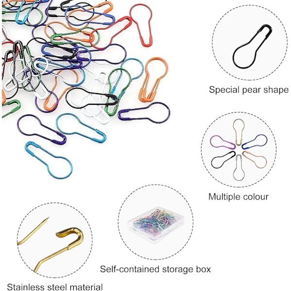100 stk. Pærepinde Metalmarkører Strikkegræskar Sikkerhedsklips (#