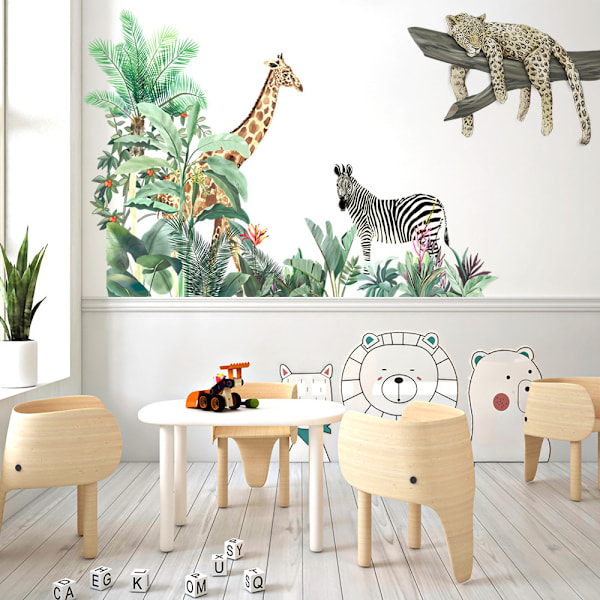 #2 STK Väggdekaler Giraff Zebra Leopard Väggdekaler Mural Dekoration#