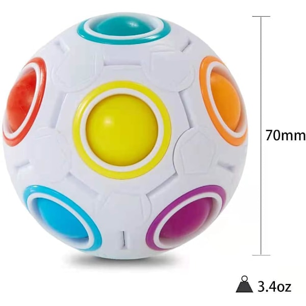 Vit Regnbågsmagisk Boll, Färgmatchningsspel, Fidget Leksak Kul