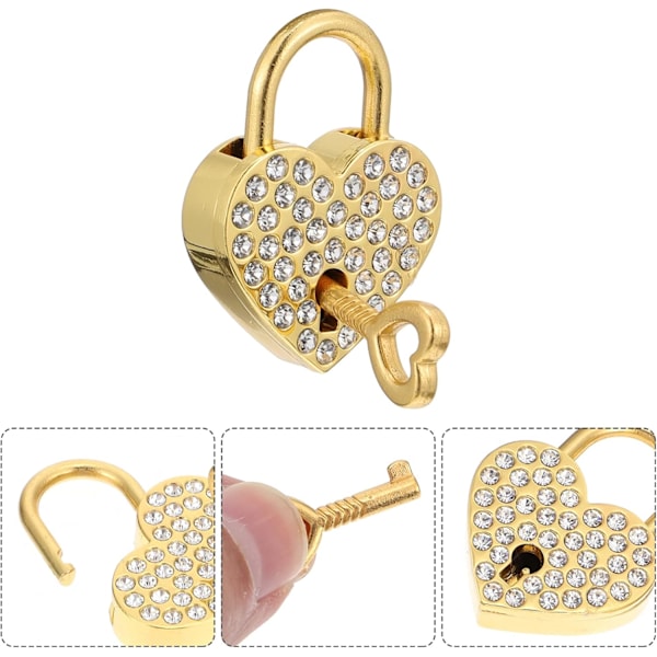#1 set kärlekspannor för par - gyllene hjärtformade hänglås#