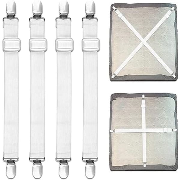 4 stk. Sengelinneklips, 55 cm-250 cm Justerbare Sengelinne Stropper,