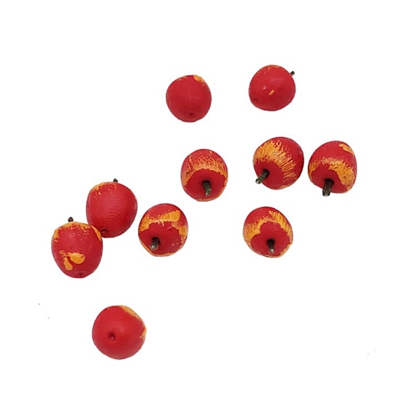 #Ett set med tio miniatyrprydnader av röda äpplen, frukter, 1:12 mini#