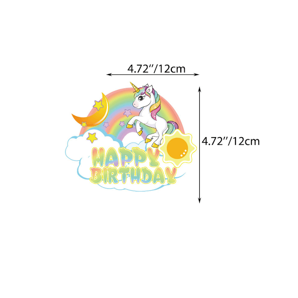 34 stycken Unicorn-tårta Toppers, Födelsedagstårta Toppers, Cupcake Insatser