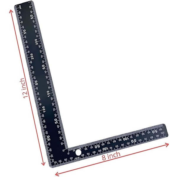 S&S Products Sæt af 20 x 30 cm Stål Højre Vinkel Lige Lineal