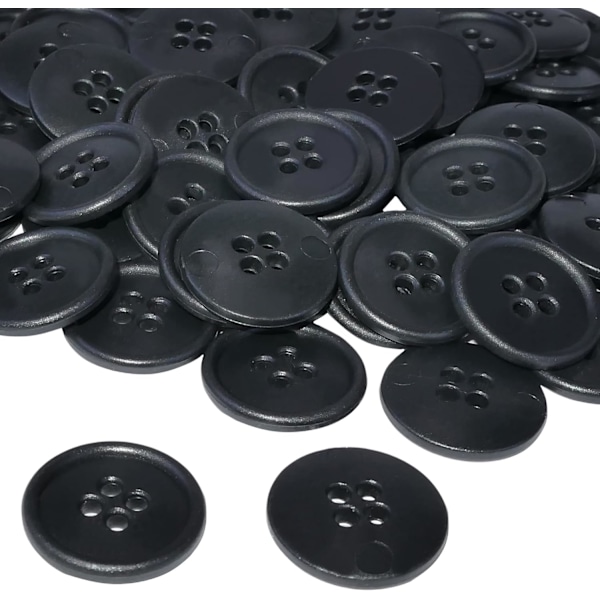 100 kpl pyöreitä ompelunappeja ?20x3 mm, 4 reikää - musta