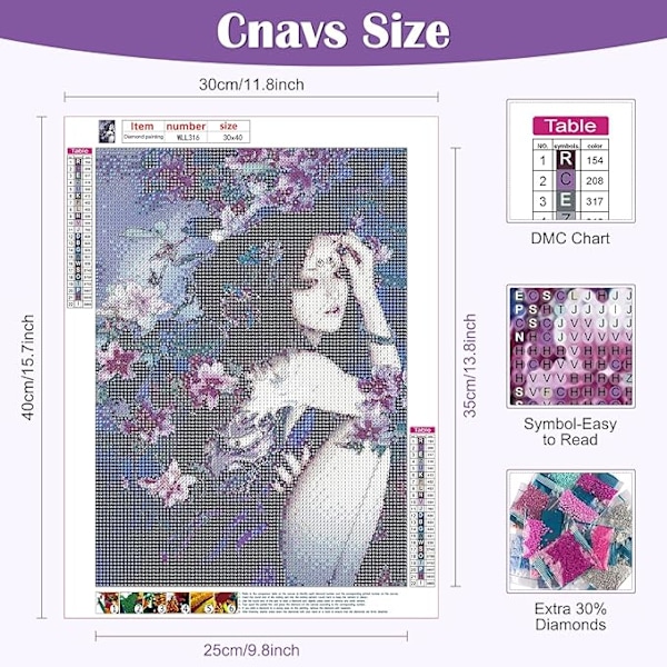 5D Diamantmaleri Fe-Broderi 30x40cm, Diamantmaleri, Di