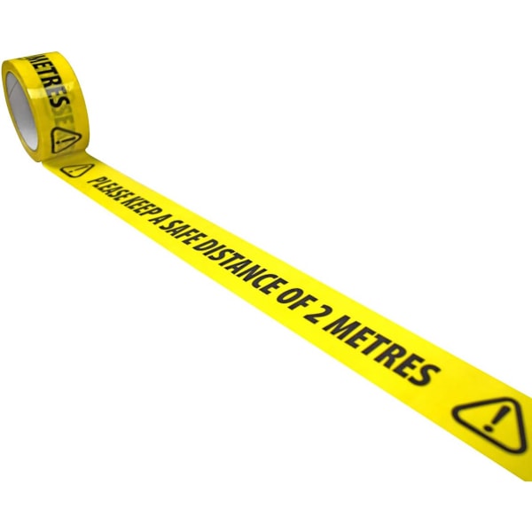 #Varningstejp \"Gul - Håll ett säkert avstånd på 2 meter\",#