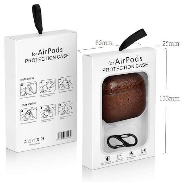 Svart läderfodral för AirPods 3 (2021), Premium äkta läder