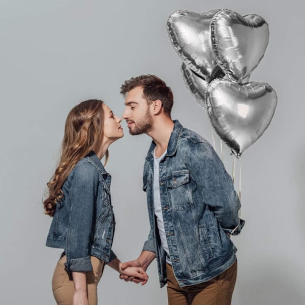 #Hjerteformede Balloner, 30 stk Sølv Hjerte Ballon, Hjerte Ballon#