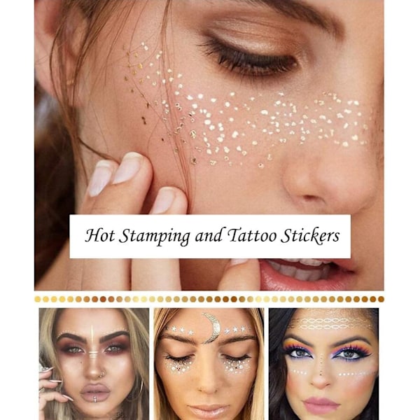#2 stycken ansikts-tatueringsdekaler metalliska tatueringsdekaler Flash#