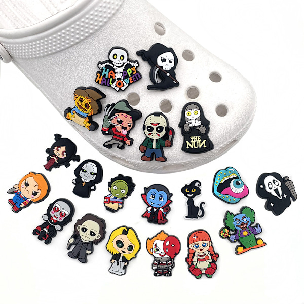 #20 Stykker 3D Clog-Sandaler Pynt (Halloween Serie), Sko Charms#